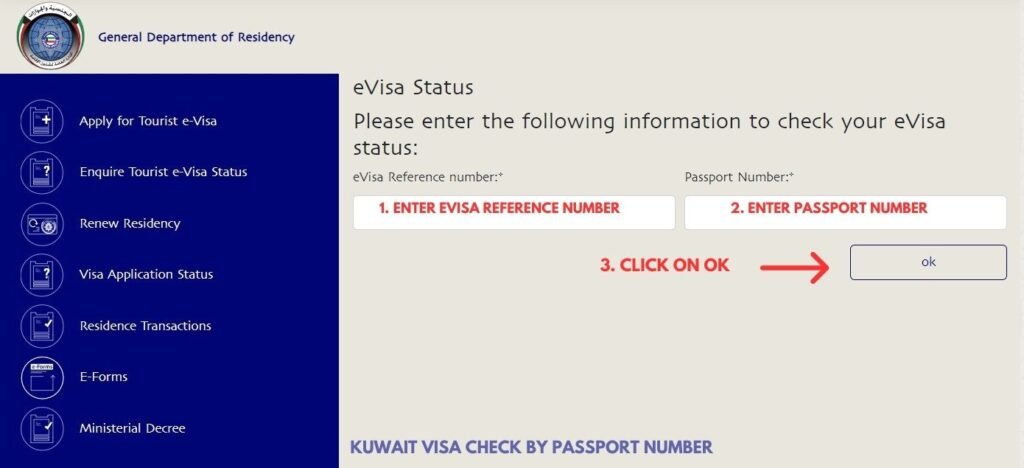 kuwait visa check by passport number